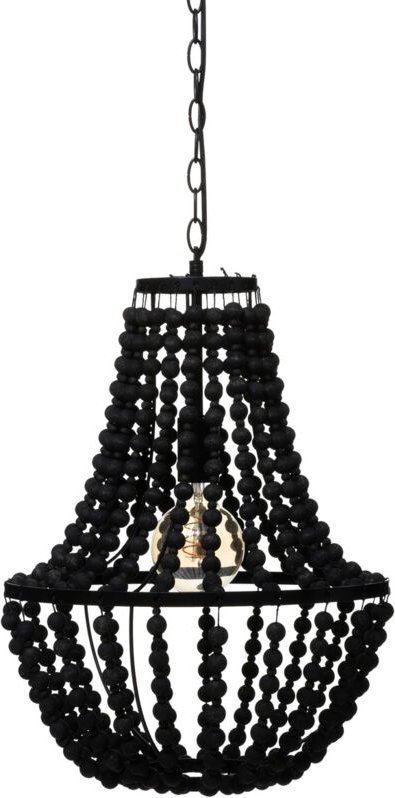 Kronleuchter aus Perlen GOYA, Holz, schwarz