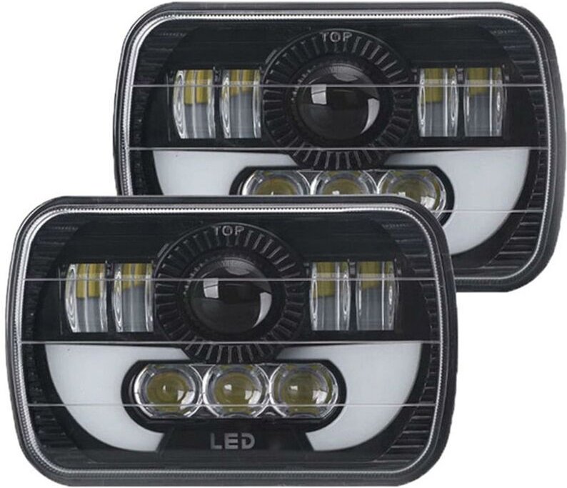 Woosien - 5 x 7 Zoll quadratischer 7 Zoll LED-Scheinwerfer 6500 k led High/Low-Blinker für Samurai Wrangler Off Road