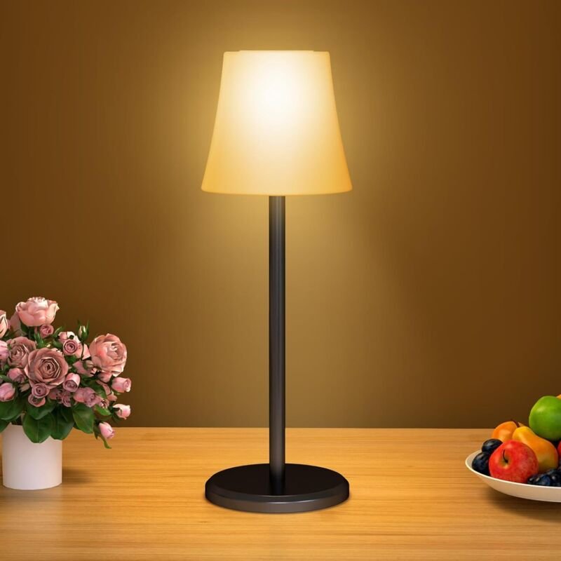 Tischlampe Kabellos, Akku Tischleuchte Stufenlose Dimmbare 3 Farbmodi+RGB, Touch Control LED Tischlampe IP54 Wasserdicht...