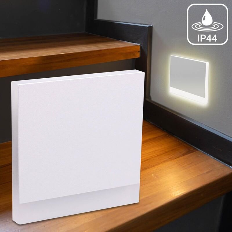 LED Treppenleuchte IP44 eckig weiß - Lichtfarbe: CCT 1,5W - Lichtaustritt: Orbis
