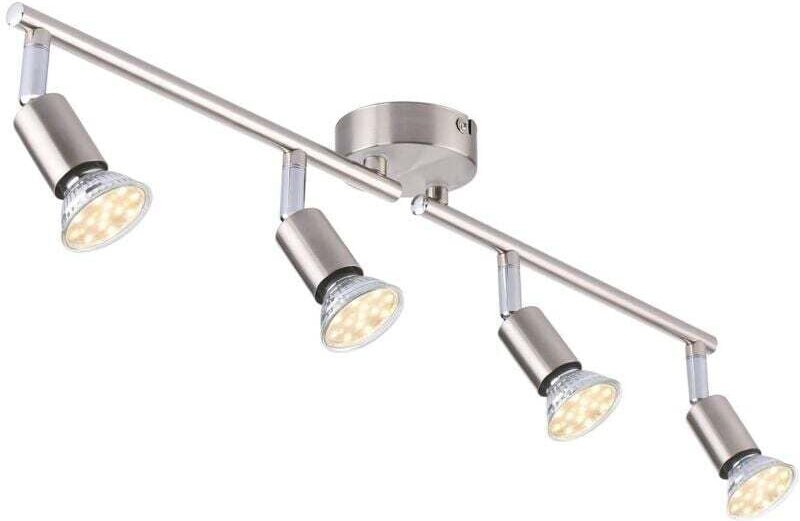LED-Deckenleuchte mit 4 verstellbaren Spots, Silber 4 x 4W GU10 LED-Deckenspotleiste Innenbeleuchtung für Wohnzimmer Ess...