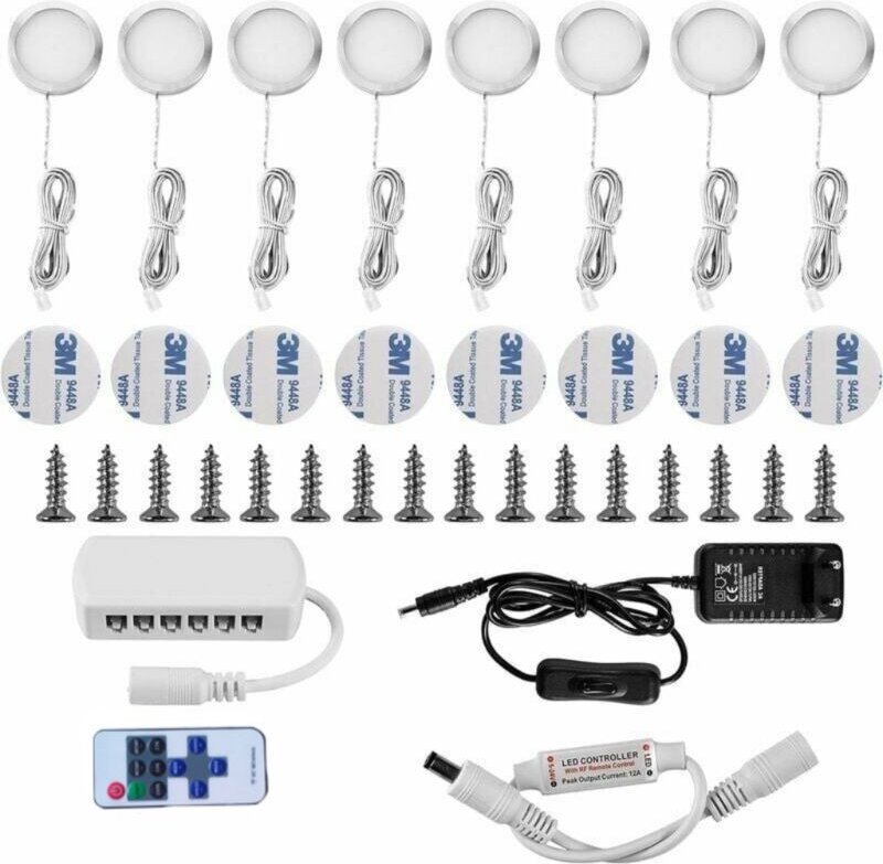 LED-Unterbauleuchte Unterbauleuchte Schrankvitrine Einbauspot 16W für Schrank Möbel Küchenschrank Weiß Kalt 6000K (Set m...