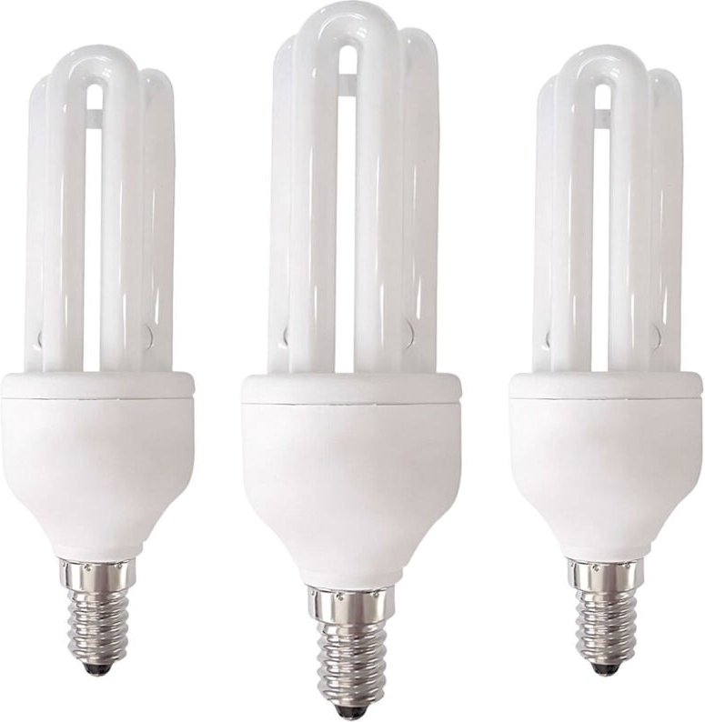 3er-Pack Energiesparlampen 3U E14 15W 825lm 2700K 7h SevenOn