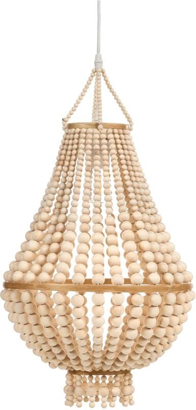Beliani - Kronleuchter Hellbraun Gummibaumholz Holzperlen Boho Küstenstil