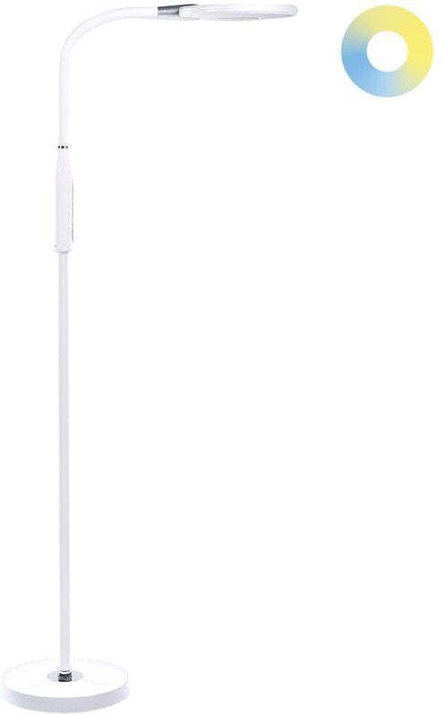 Led Stehleuchte weiß Synthetisches Material 148 cm Höhe Verstellbarer Schieber Dimmer Moderne Beleuchtung Heimbüro