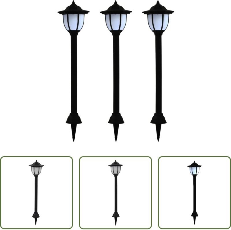 vidaXL Außenbeleuchtung - Outdoor Solarleuchten 3 Stück LED Schwarz