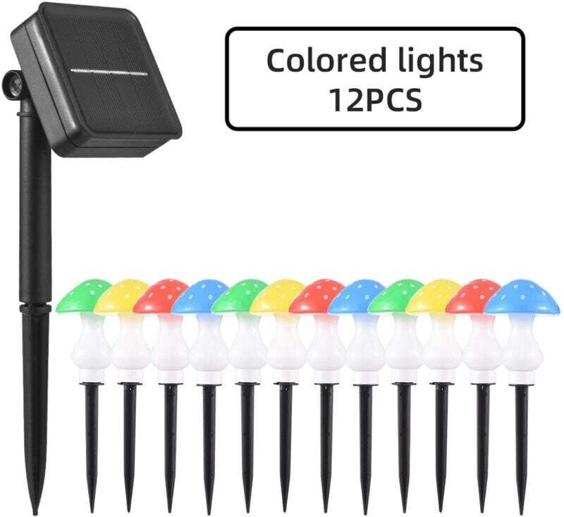 SNQ - 12 led Solar Pilz Lichter 8 Modi IP65 Farben Garten