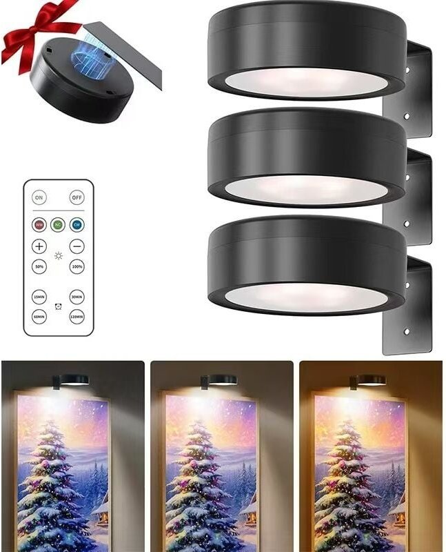 3-teilige magnetische Leuchte mit Fernbedienung, 3 Beleuchtungsmodi für Fotos und Wandgemälde