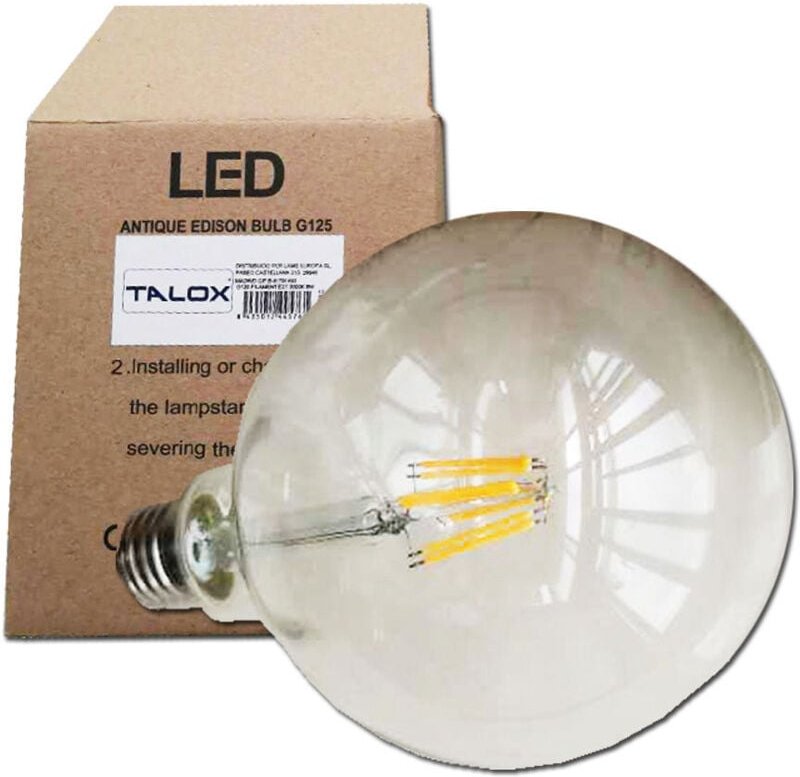 Talox LED-Globus-Glühlampe G125 E27 8W 3000K 1500 Lumen