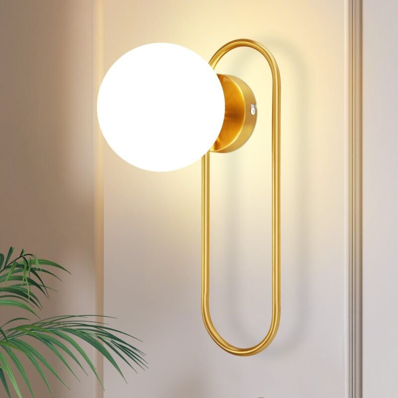 Wandleuchte Innen Wandlampe Flur - Glas Schlafzimmer Wandbeleuchtung Gold Modern Flurlampe Wand Lampen E14 Glaskugel Ret...