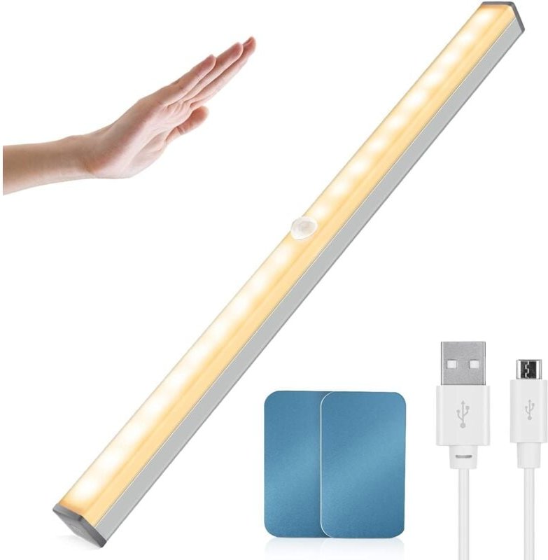 Thumbnail - Schrankleuchte mit einstellbarer Helligkeit, Wand-Nachtlicht mit Bewegungsmelder, ideal für Außenschränke, Büros und Flu...