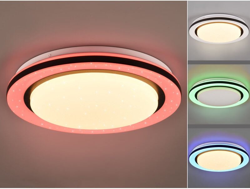Reality Leuchten - led Deckenleuchte cartida Fernbedienung Sternenhimmel Farbwechsel, ø 38cm