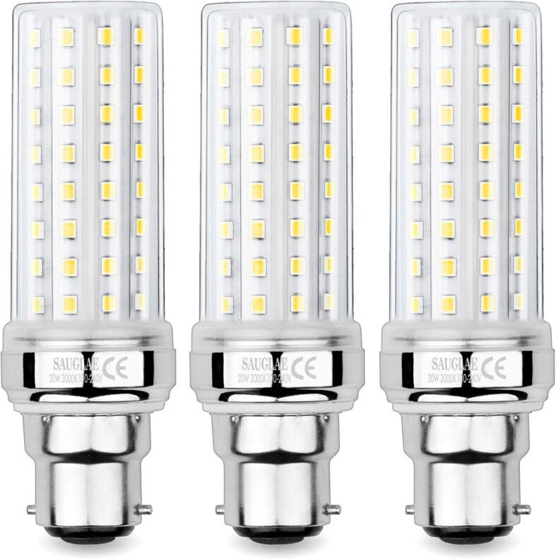 Jusch - 20-W-LED-Mais-Glühbirnen, 150-W-äquivalente Glühlampe, 2300 lm, 3000 k warmweiß, B22-Bajonett-Glühbirnen, 3 Stüc...