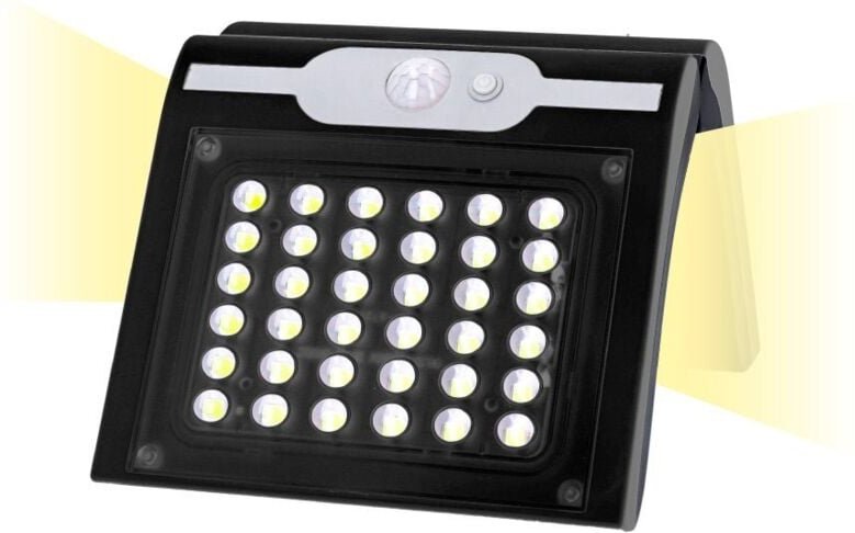 Solarwandleuchte 2 W 220 lm 6500 K mit Sensor Farbe Schwarz EDM