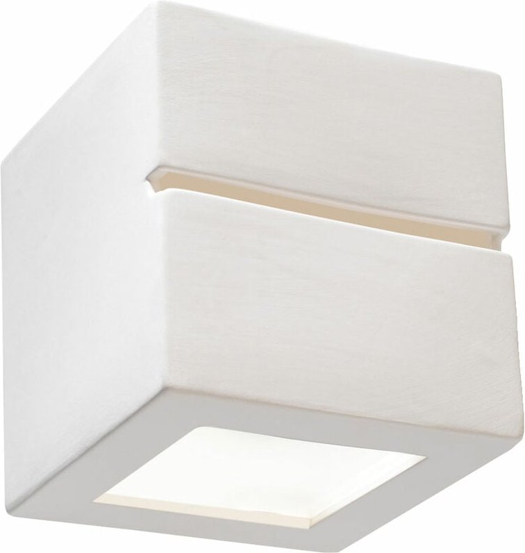 Wandlampe Keramik weiß E27 Wandleuchte Innen Oben und Unten Treppenhaus Lampe Wand, Leuchte bemalbar, 1x E27, LxH 15x15 ...