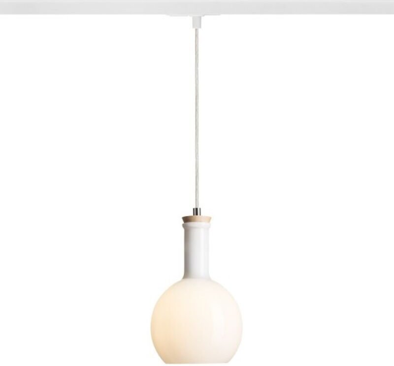 Lampadario PULIRE RD per binario monofase vetro opalino/legno 230V E14 28W