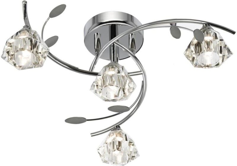 Searchlight - Sierra - 4 Light Multi Arm Decken-Semi Flush Light Chrom und Glas, G9