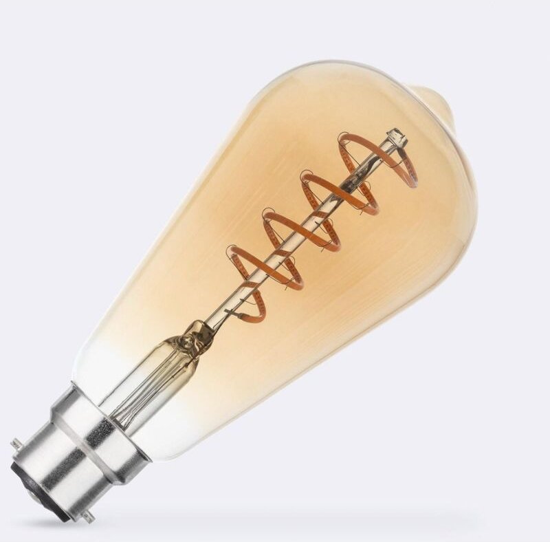 Efectoled - LED-Glühbirne Filament B22 4W 300lm ST64 mit Dämmerungssensor No Flicker 2200K Superwarm