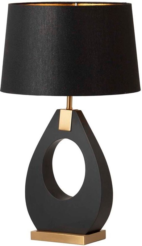 Schwarze MDF-Metall-Tischlampe 40X40X68 cm