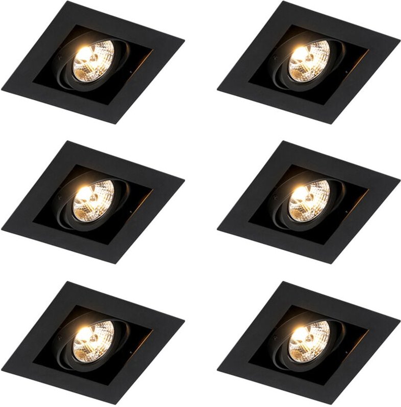Set mit 6 modernen schwarzen, verstellbaren Einbaustrahlern - Oneon 70
