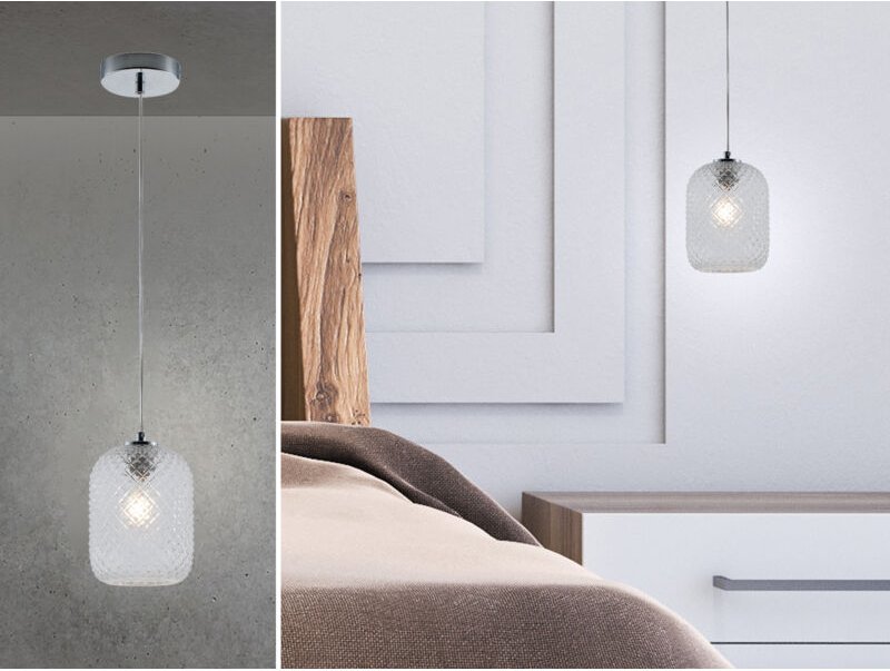 Thumbnail - Led Pendelleuchte Relief Kristall Klarglas transparent Klar, ø 15cm