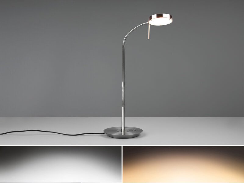 Trio - led Schreibtischleuchte monza dimmbar mit Flexarm, Höhe 57cm, Silber