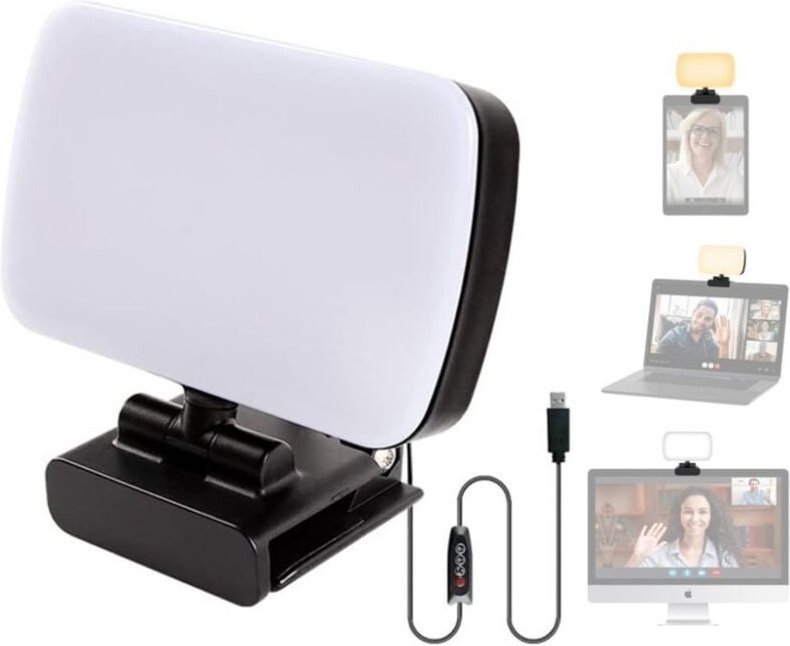 Longziming - Videokonferenzleuchte, LED-Panelleuchte mit Clip, 120 LEDs und 3 Farbtemperaturen, Fotoleuchte, Fotolampe f...