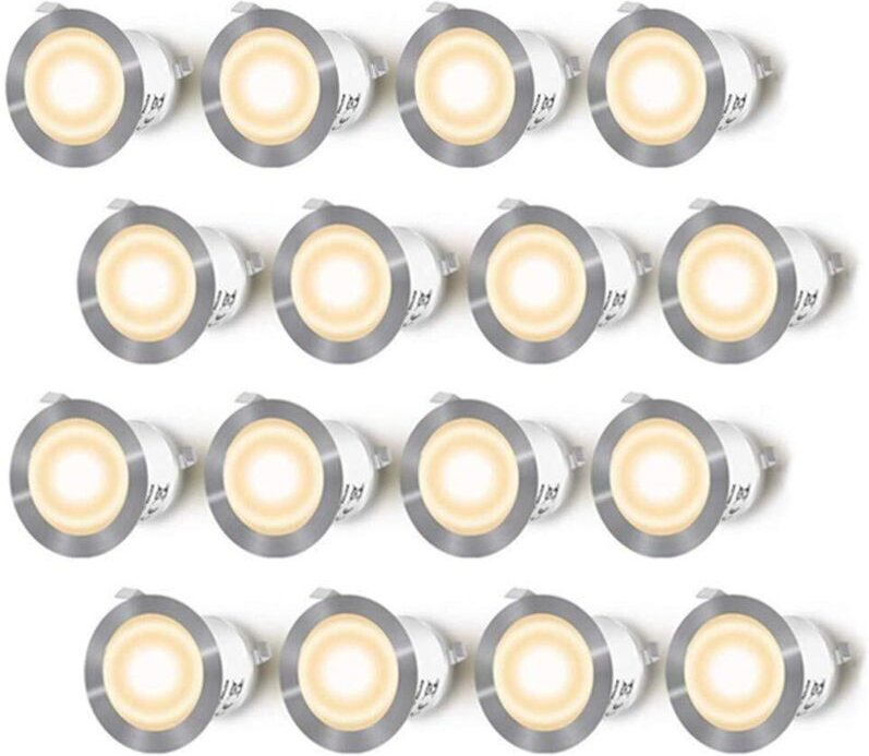 16er-Pack LED-Einbaustrahler für Holzterrassen, wasserdicht IP67, Außeneinbaustrahler, 0,6 W DC12 V, warmweißes Licht, M...