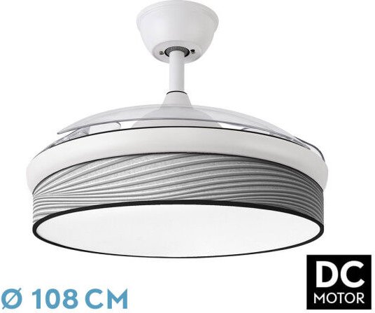 Thumbnail - Ventilator dc fashion 72w weiß/surco grau 108d 3aspas 7200lm 3000k,4000k,6000k remote+memory+timer