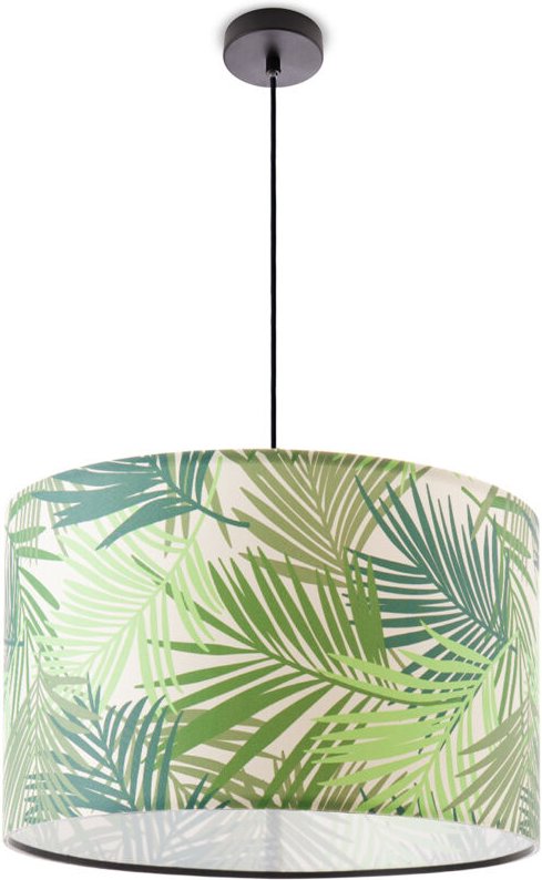 Pendelleuchte Esstisch Lampenschirm Küchenlampe Wohnzimmer Modern Jungle Palme Grün (Ø38cm), Pendelleuchte - Schwarz - P...