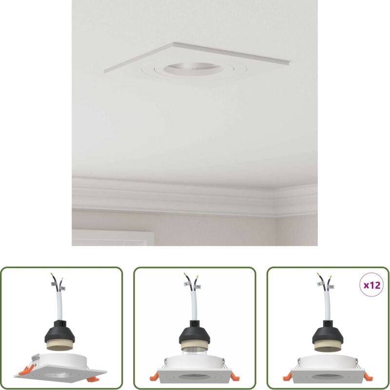 vidaXL Weiß - Spotlight 12 pcs Weiß 9 x 9 x 2 cm Aluminium