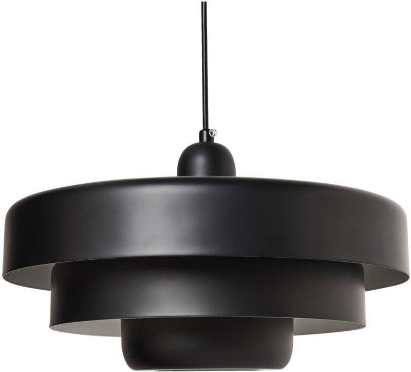 Hängelampe Schwarz Metall Rund Moderner Minimalistischer Vintage Mid Century Stil für Esszimmer