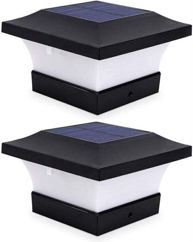2er-Pack Solar-Pfostenleuchten für den Außenbereich für Zaun- und Terrassenleuchten, hohe Helligkeit, 6000 k weiße LED-S...