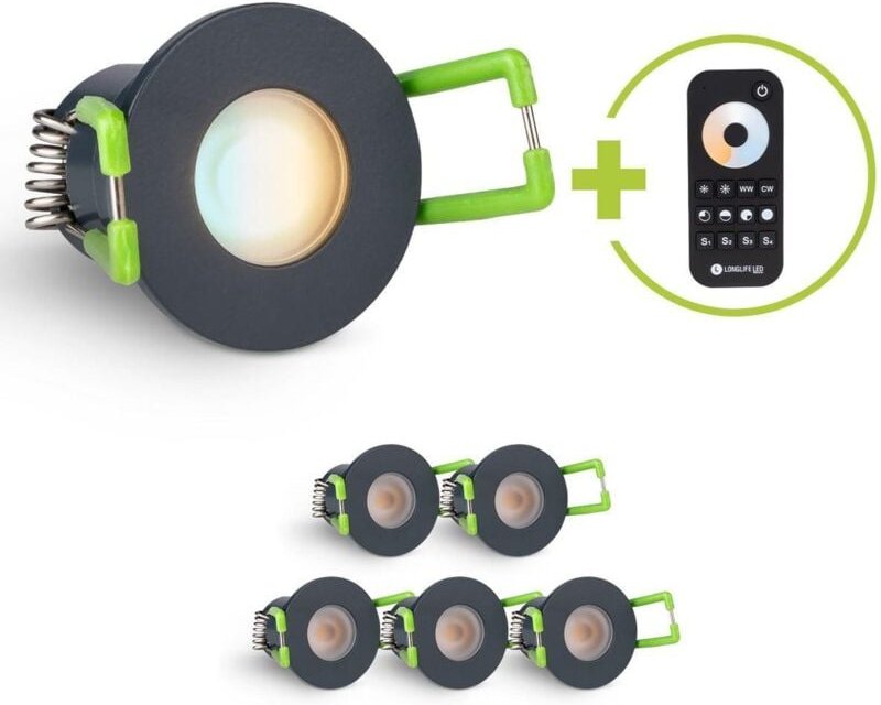 Einbaustrahler Mini Livorno 3W CCT 2700K-6500K IP65 - Farbe: anthrazit RAL 7016 - Anzahl: 6x