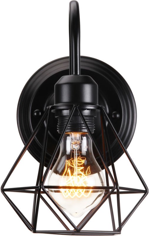 Wandleuchte Industrielle Metall E27 Wandlampe Käfig Verstellbare für Schlafzimmer Küche Wohnzimmer Flur Cafét (Schwarz)