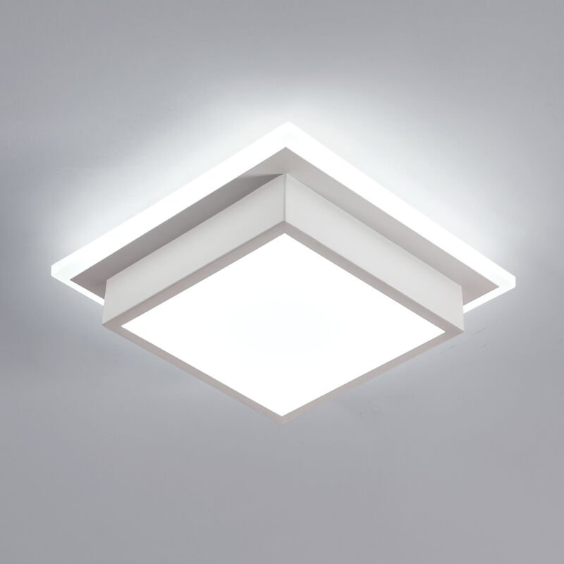 COMELY Moderne quadratische LED-Deckenleuchte, 25 x 25 cm, 20 W, Kaltweiß 6500 K, weißer Acryl-Diffusor, für Küche, Bad,...
