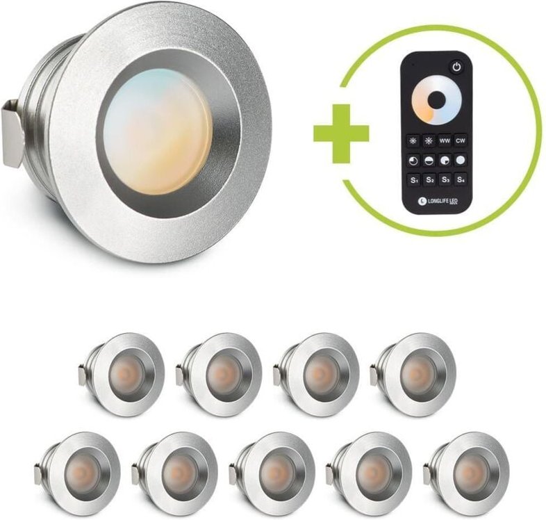 Einbaustrahler Mini flach Torino 3W CCT IP44 - Farbe: silber - Anzahl: 10x