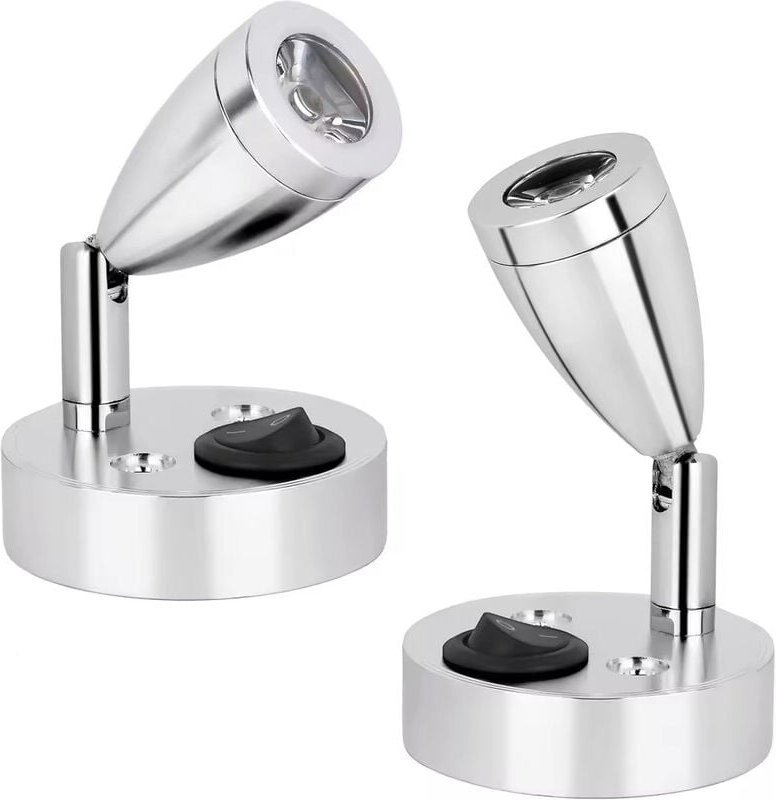 2er-Pack, eine warmweiße und eine kaltweiße LED-Leselampe, LED-Spot für den Innen- und Außenbereich, silberfarben