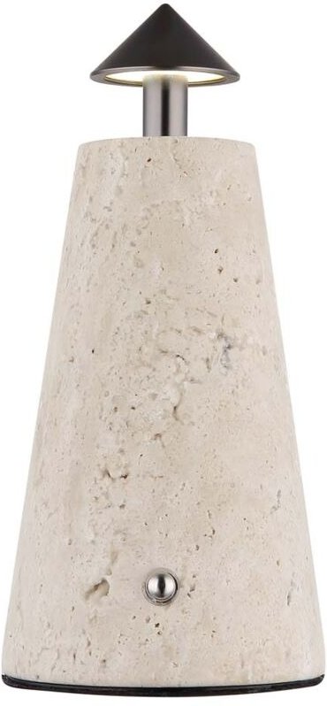 Tischleuchte Beistelllampe Leselampe Travertine Stein Touchdimmer LED H 19 cm