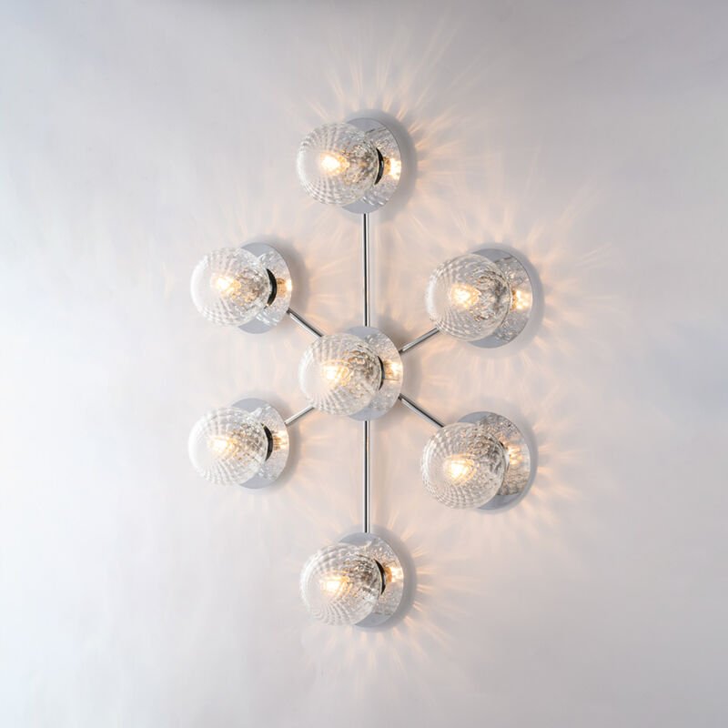 Armonia – Deckenleuchte aus poliertem Chromeisen, 7 Lichter, l. 85 x 62 – BL285-PL7-CR - Bonetti Illumina