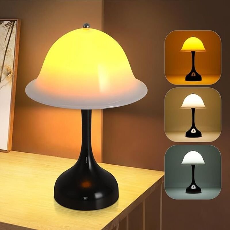 GBLY Tischlampe Kabellos Akku LED Touch USB Aufladbar Dimmbar Schwarz Nachttischlampe Für Wohnzimmer Schlafzimmer Esszim...