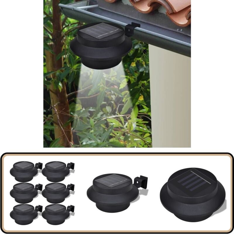 6x Außenlampe Sonnenlichtset Zaunlicht Schwarz - led Solarleuchte - Außenscheinwerfer - Gartenbeleuchtung - Zaunlaterne ...
