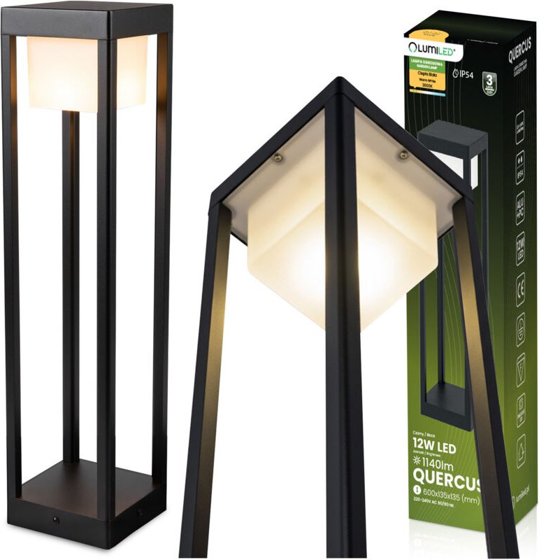 Gartenleuchte für den Außenbereich, stehend, LED, 12 W, 3000 K, 60 cm, Schwarz, QUERCUS LUMILED