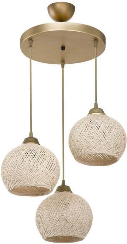 Crème Goudkleurige Hanglamp PWL1121 Met Jutekap D40x75cm