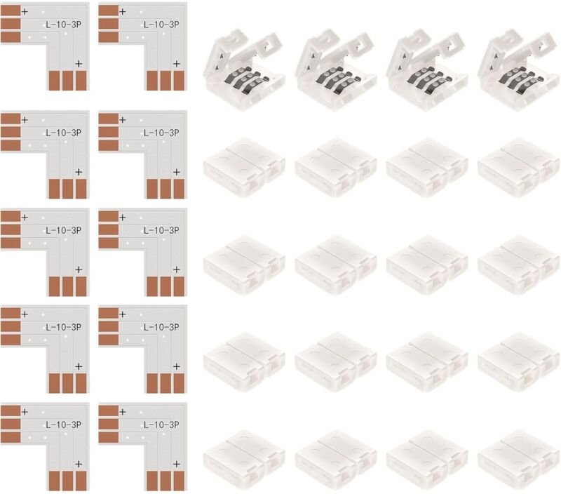3Pin WS2812B WS2811 SK6812 Corner Connector 10mm Wide led strip right angle L shape solderless No soldering 10sets