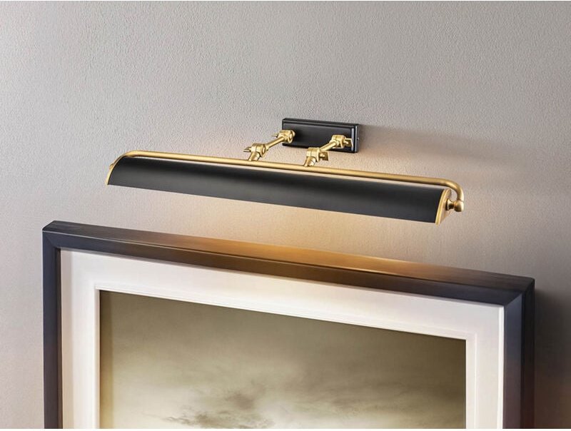 Große Bilderleuchte winchfield verstellbar, Schwarz-Altmessing, Breite 70cm