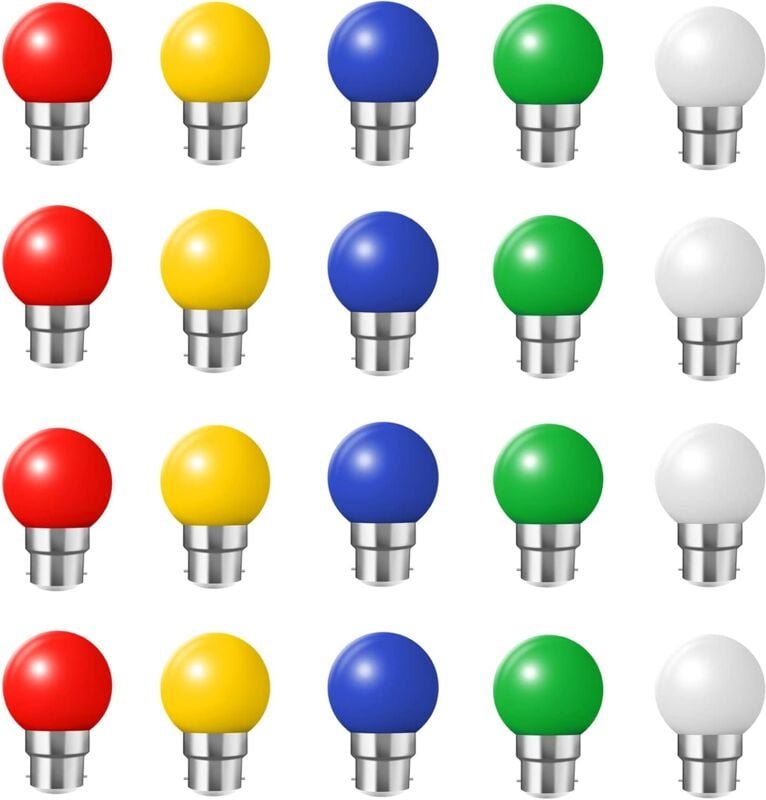 Gotrays - 20x B22 Bajonett led 2W Farbe Mini Glühbirne Golfball Ball Outdoor Terrasse Garten Party Weihnachtskugel, (Rot...