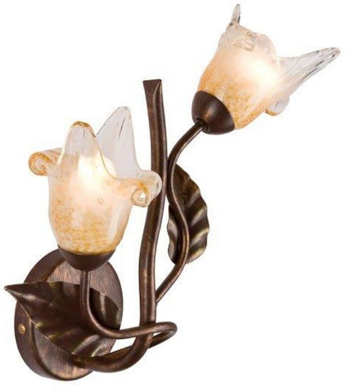 Lamkur Ania Wandleuchte mit Glasschirm braun, 2x E14