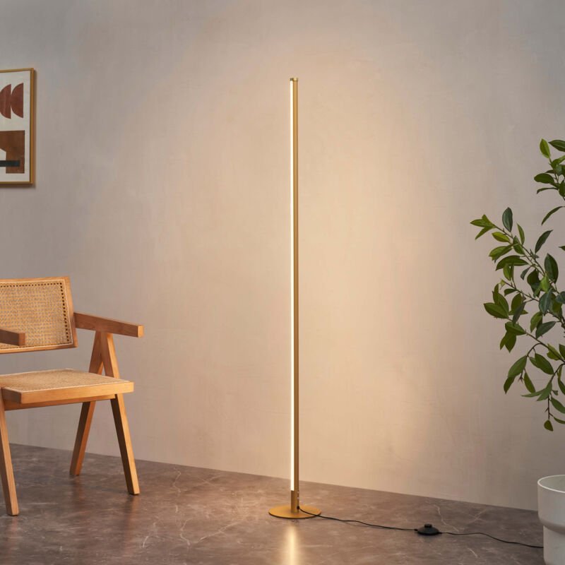 Kosilum - Goldene minimalistische LED-Stehleuchte mit integriertem Dimmer 150 cm - Sloane