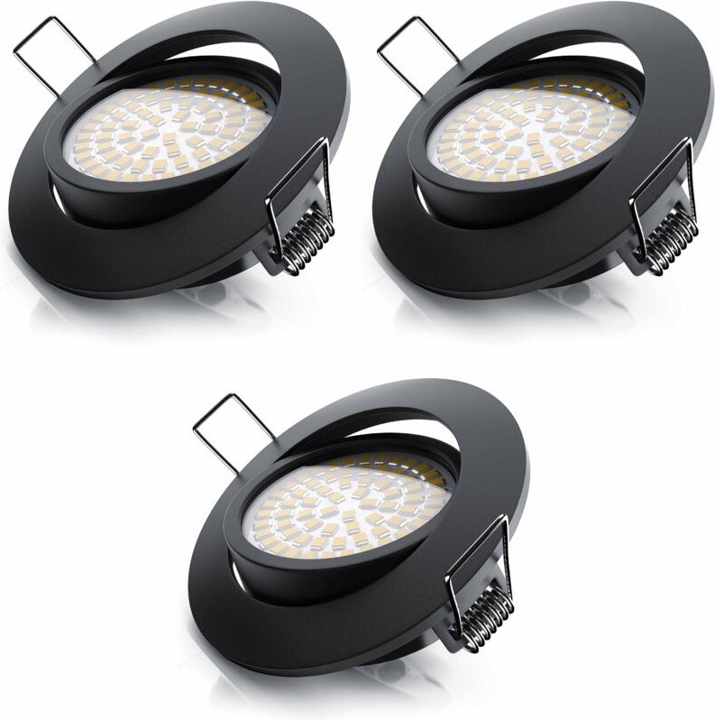 Brandson - 3x led Deckenspots dimmbar & schwenkbar Einbaustrahler mit Aluminium Rahmen in schwarz